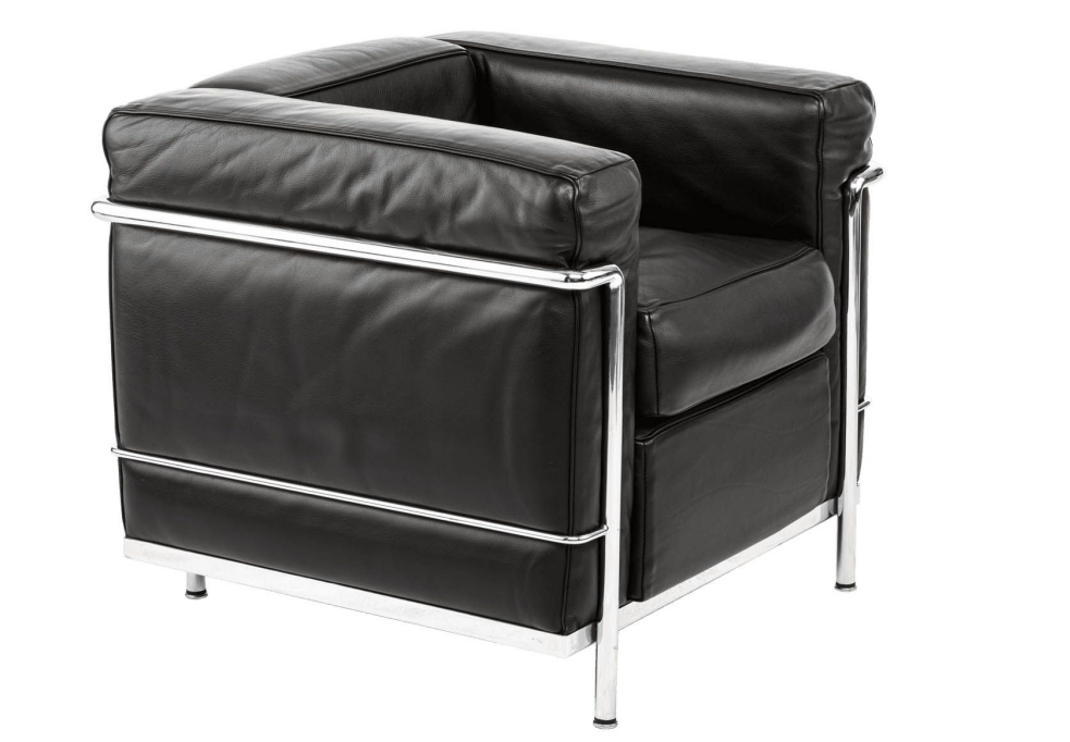 MaH8 Designer Sessel wie Modell LC2 schwarz Kunstleder 