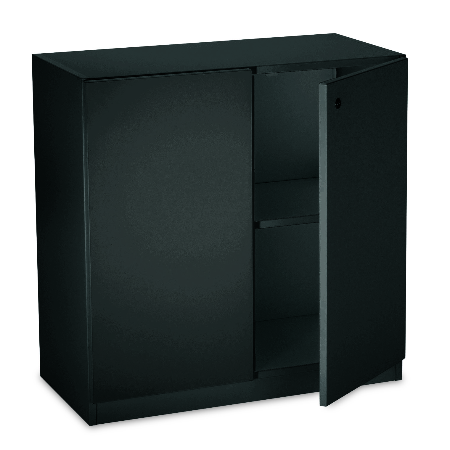 Home Office Set black: Tisch, Chef-Büro-Drehstuhl, Rollcontainer, Sideboard und Papierkorb